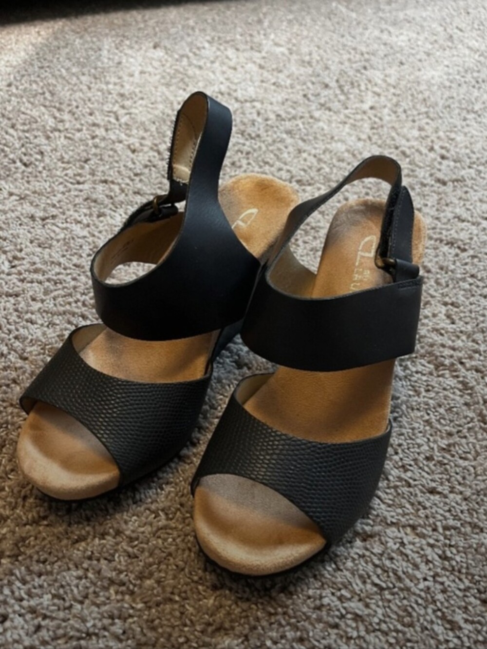 Chinese Laundry Black Wedge Slingback Sandals